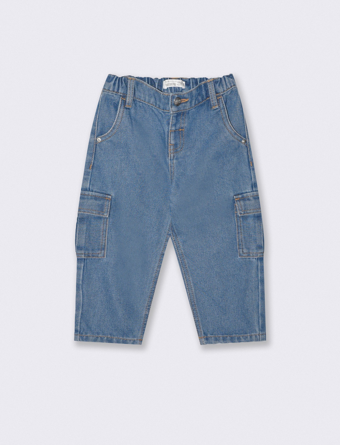Jeans cargo in cotone con tasconi - Denim