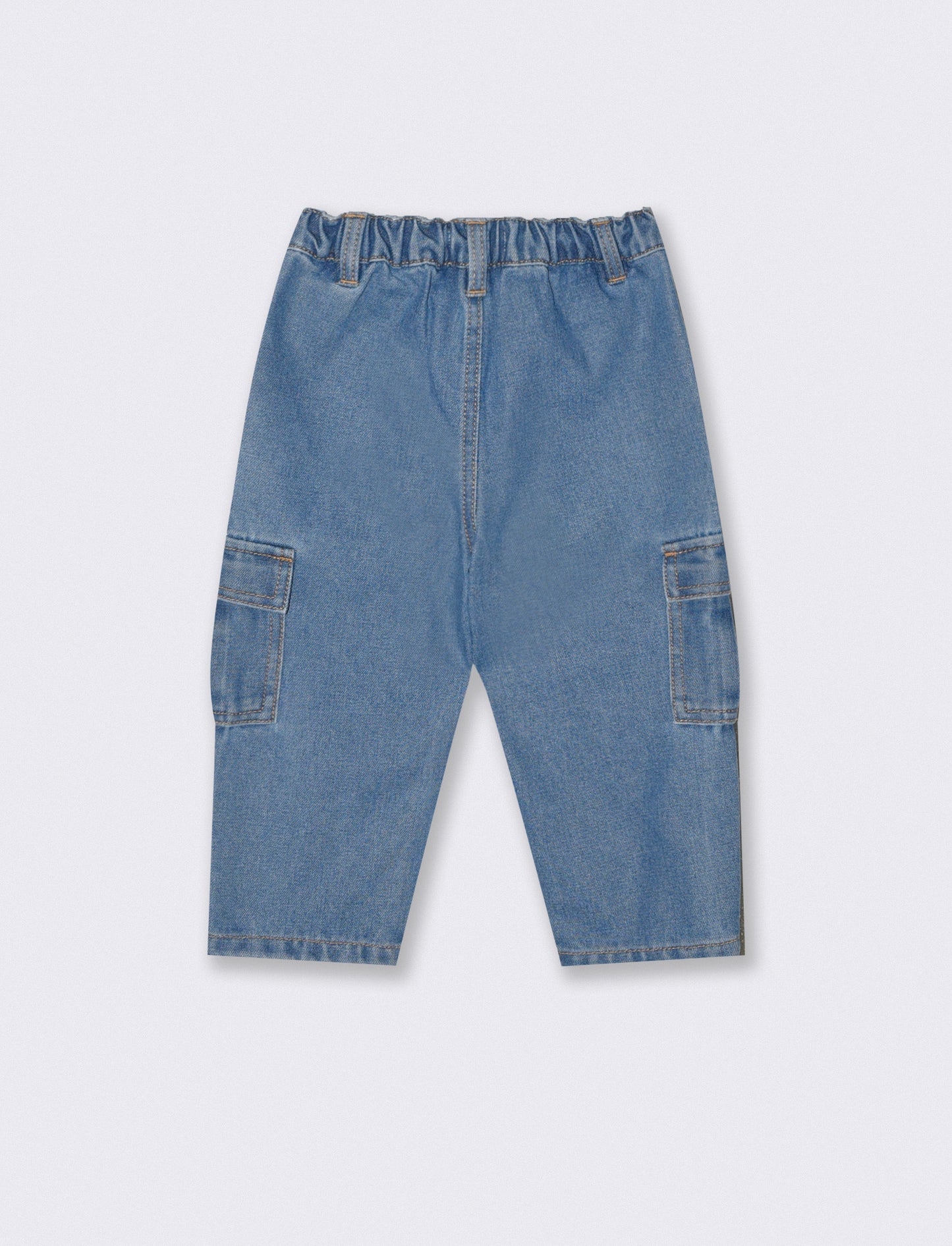 Jeans cargo in cotone con tasconi - Denim