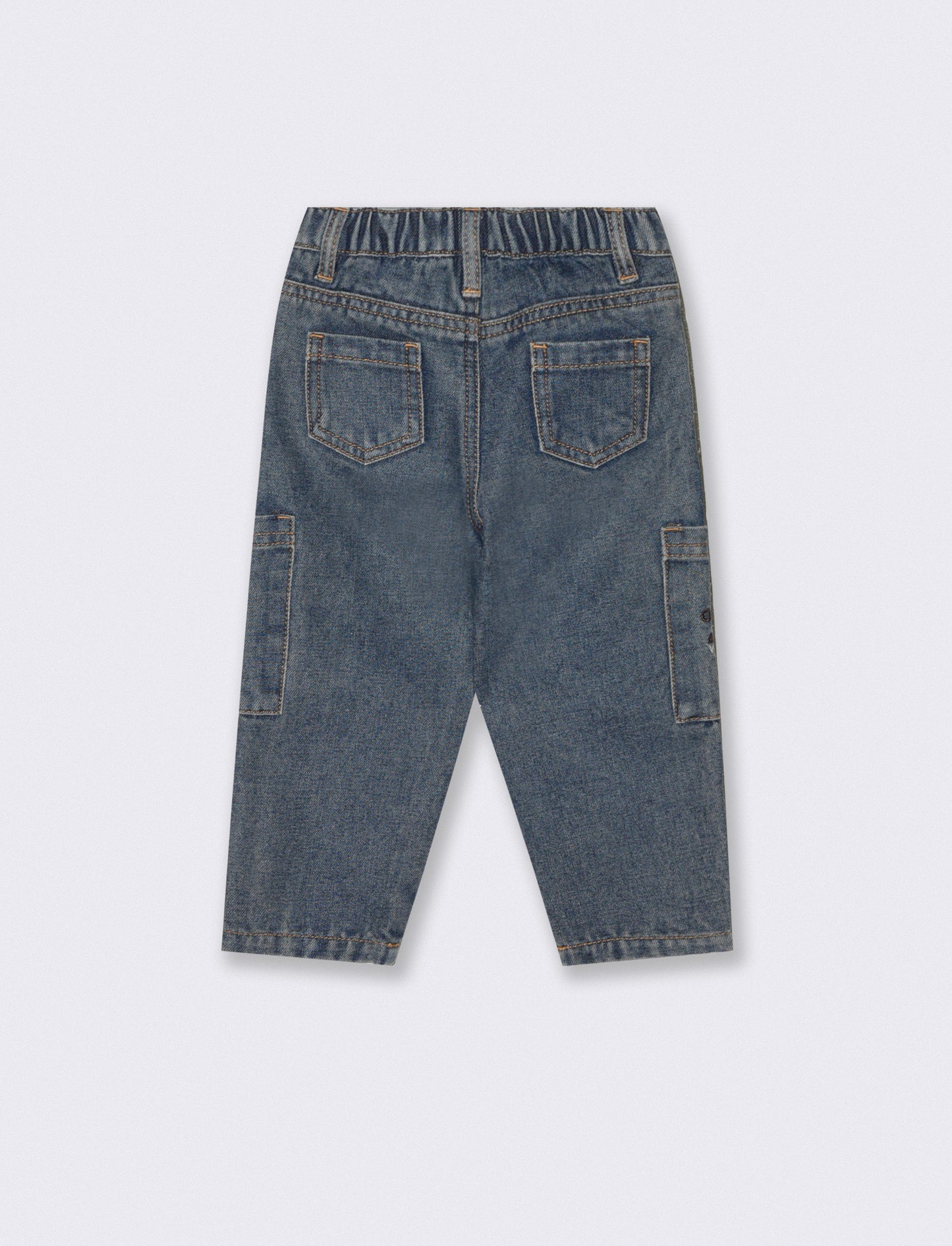 Wide jeans with embroidery and side pockets - Blue