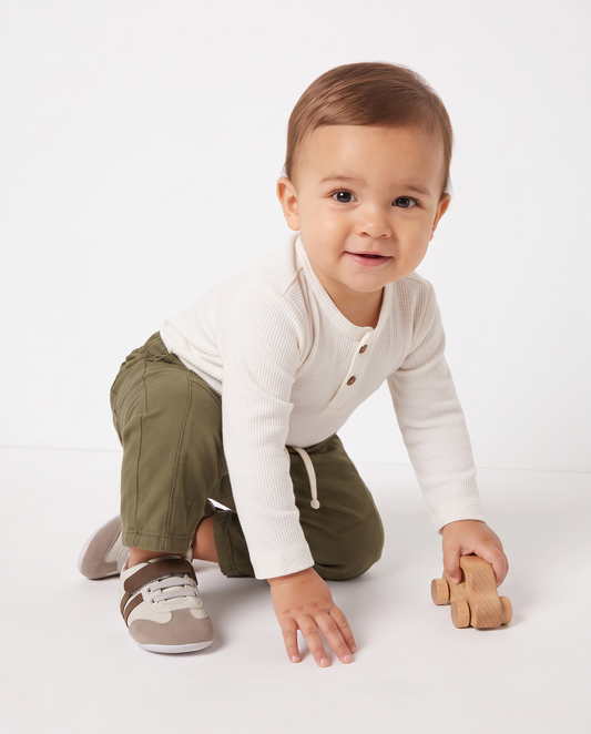 Pantaloni ampi in twill con coulisse - Verde