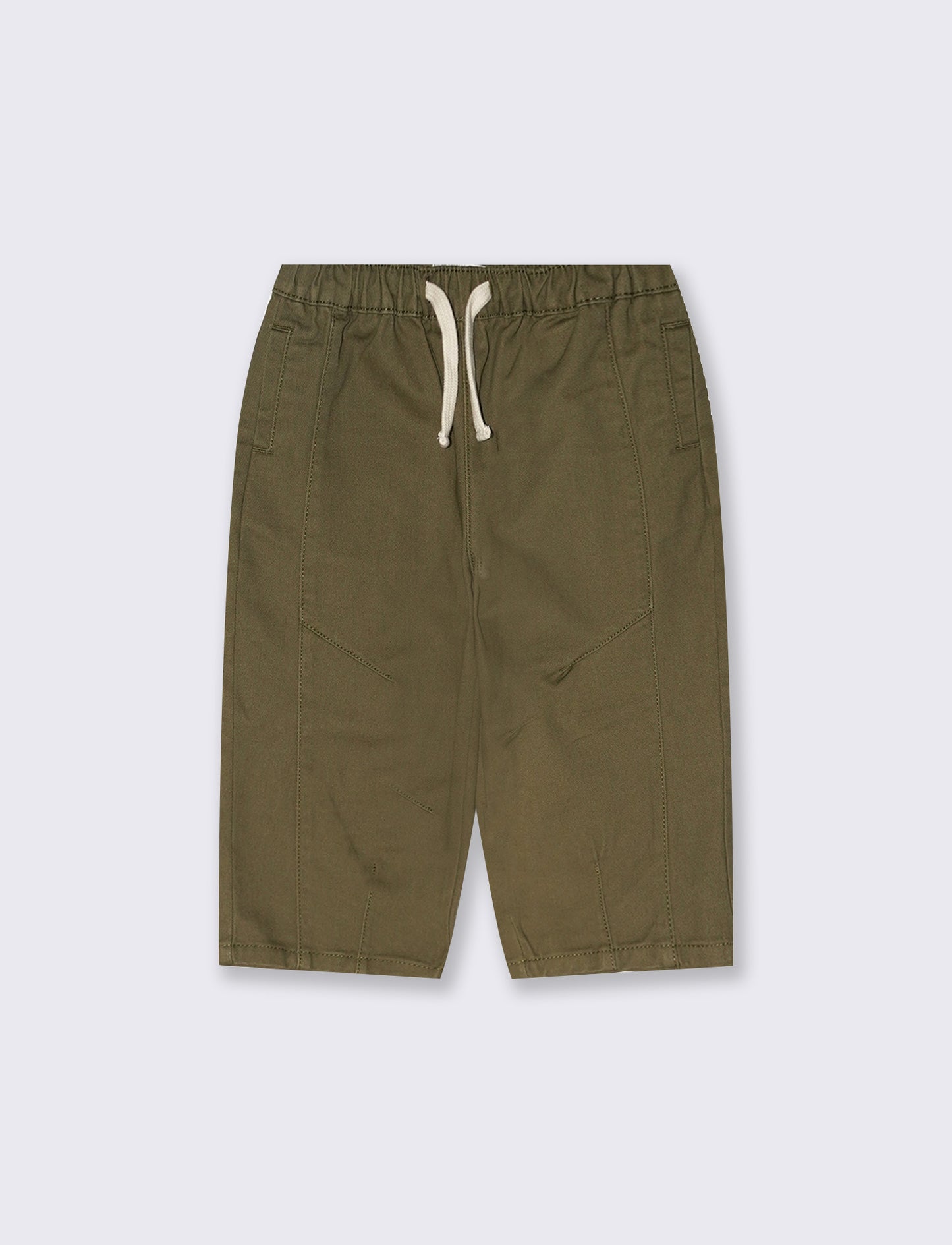 Pantaloni ampi in twill con coulisse - Verde