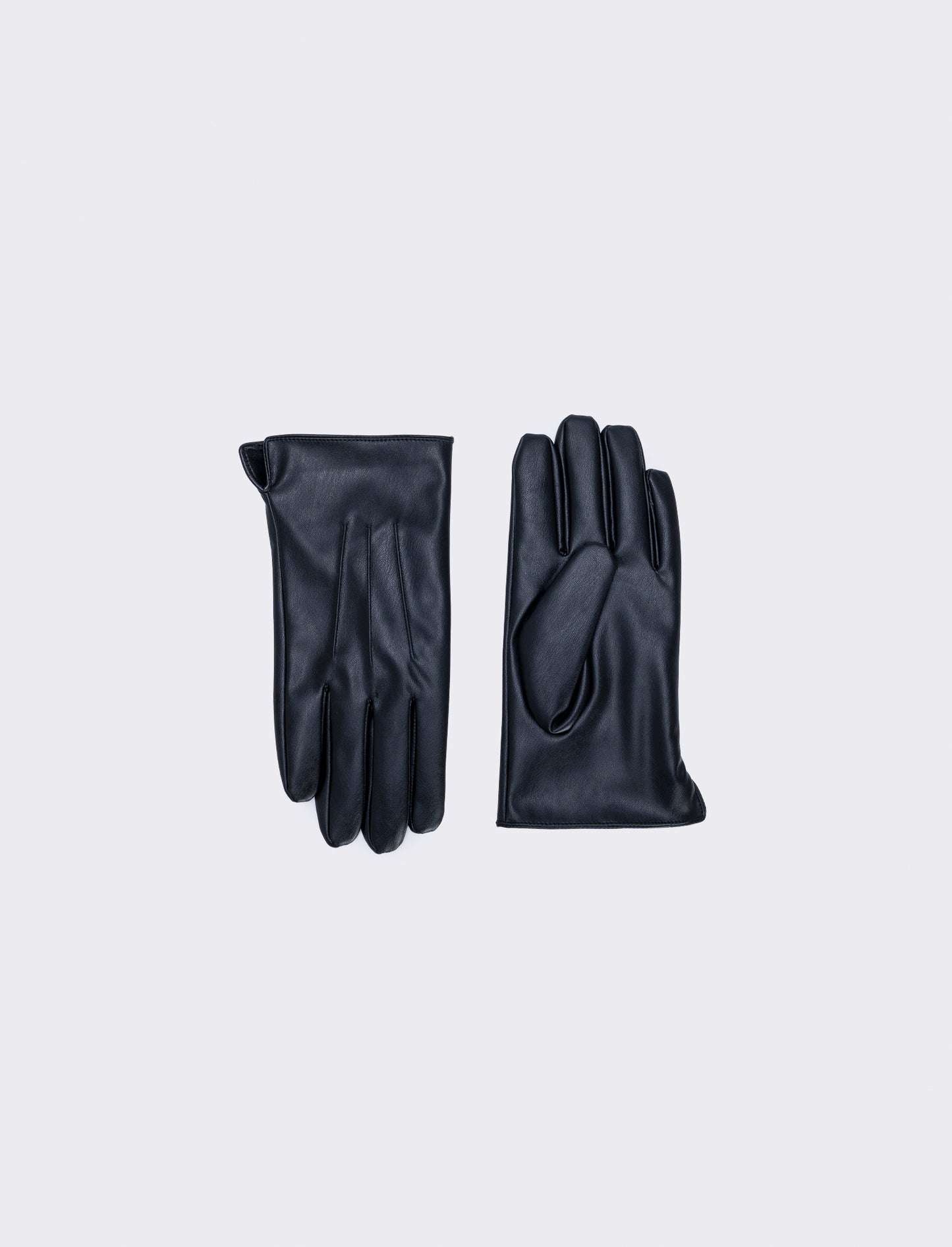 Elegant touch leather effect men's gloves - Black