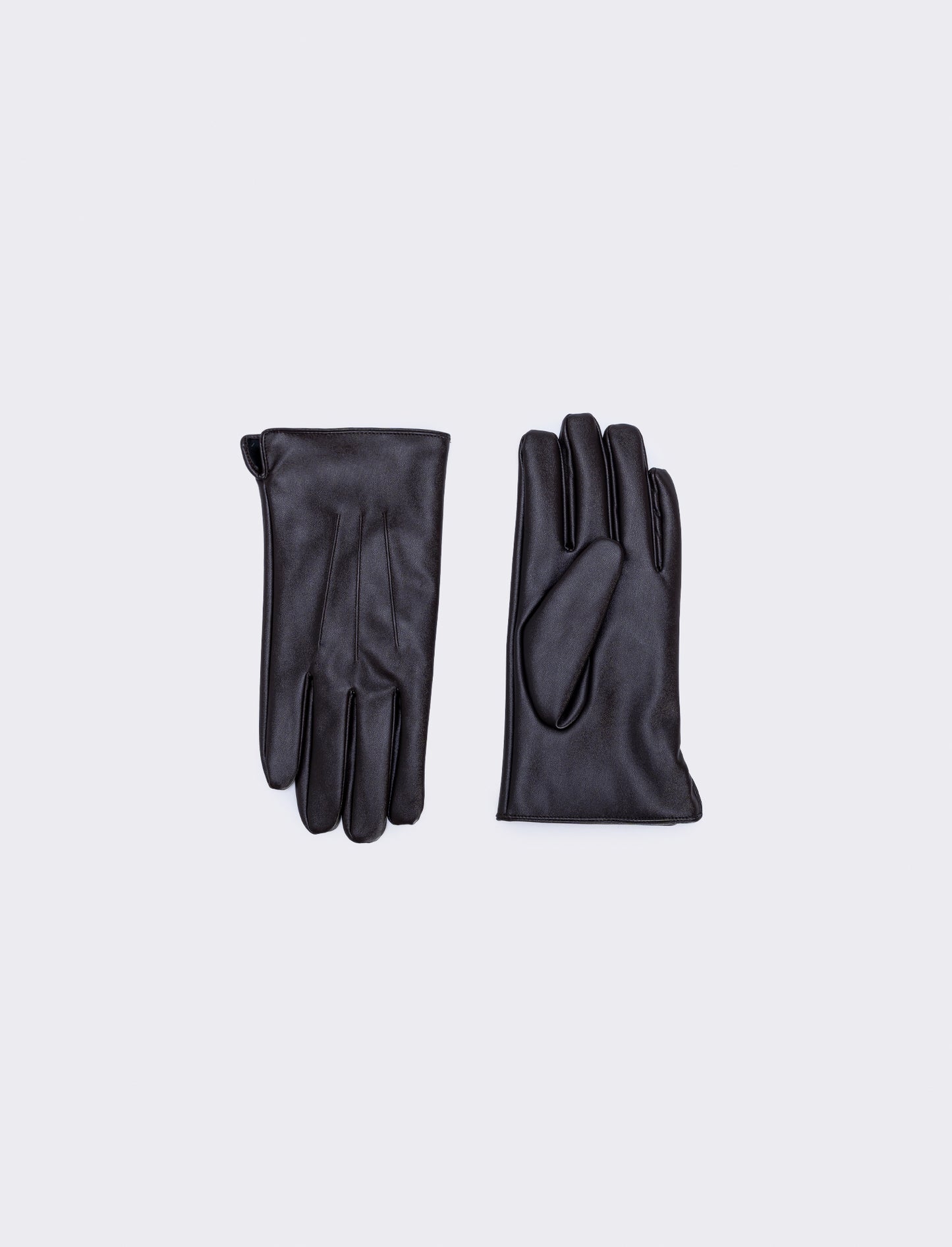 Elegant touch leather effect men's gloves - Brown