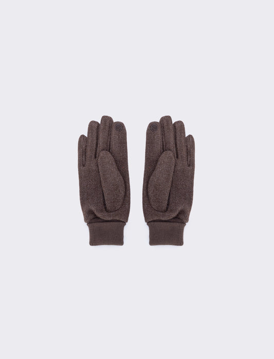 Men's Gloves with Elegant Knit Cuff - Brown