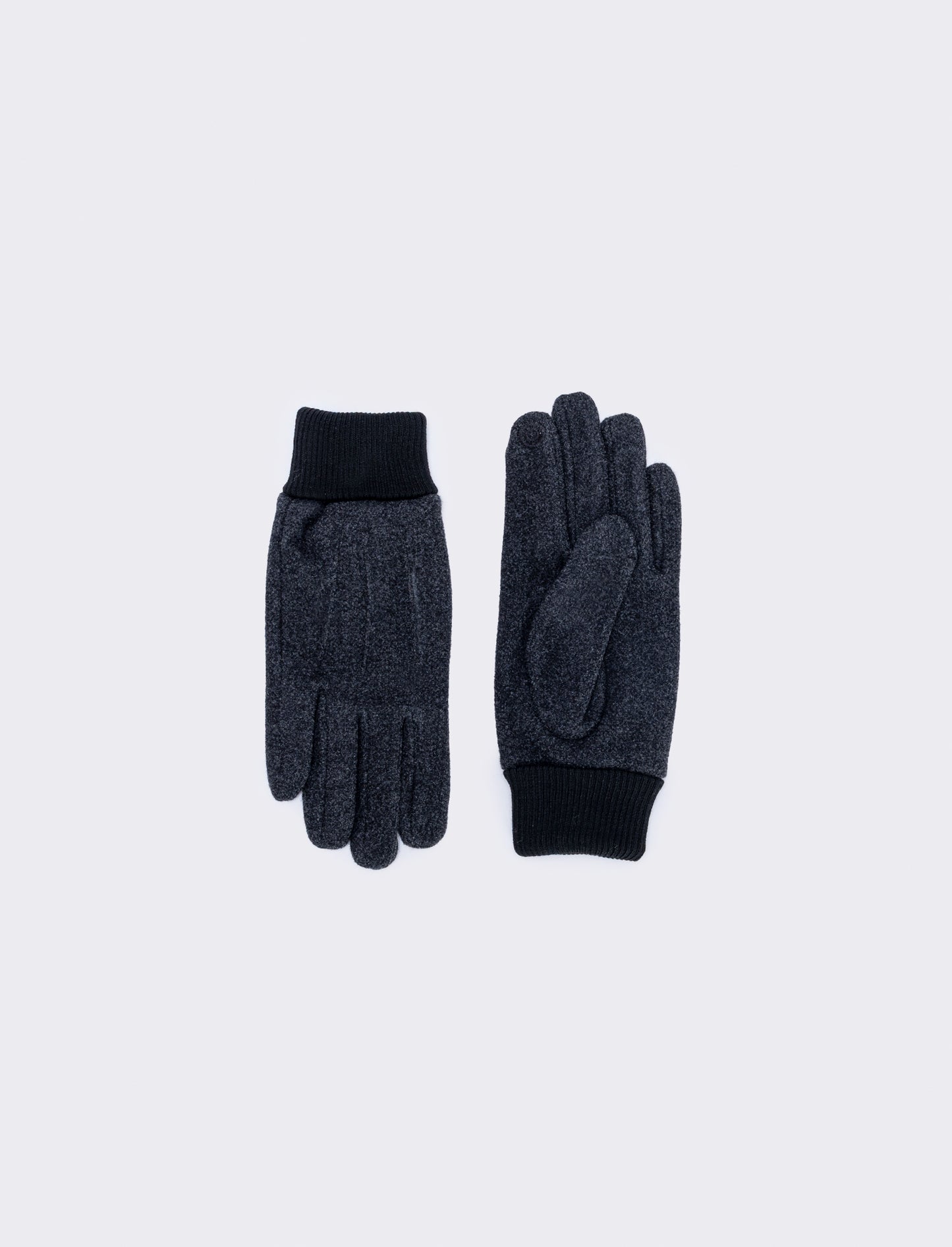 Guanti uomo con polsino a maglia elegante - Nero