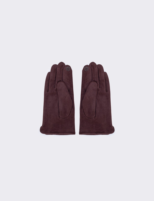Men's Soft Suede Effect Gloves - Brown