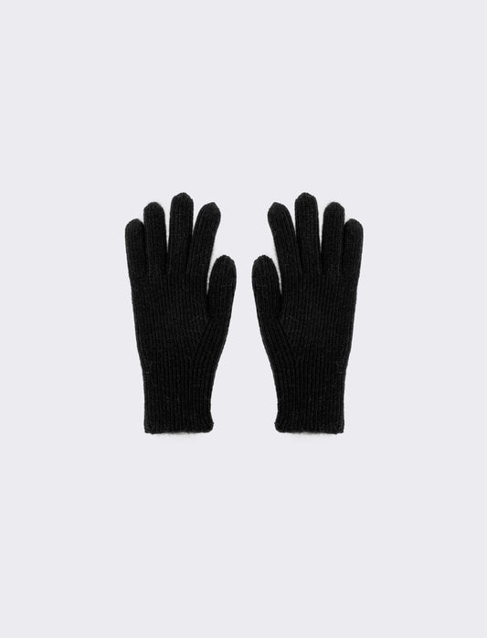 Basic ribbed elegant men's gloves - Black