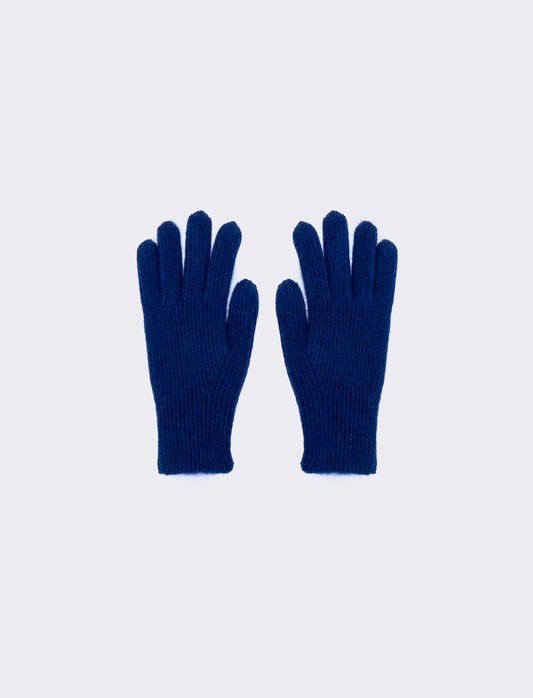 Basic ribbed elegant men's gloves - Blue