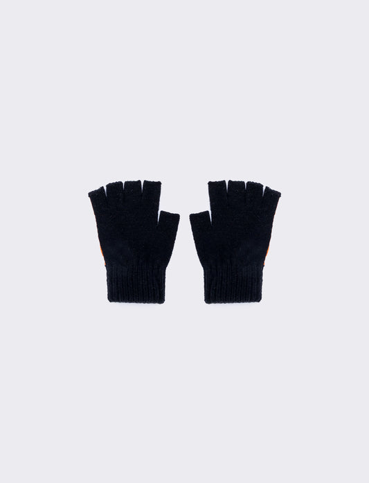 Men's gloves with contrasting stripe knit - Black