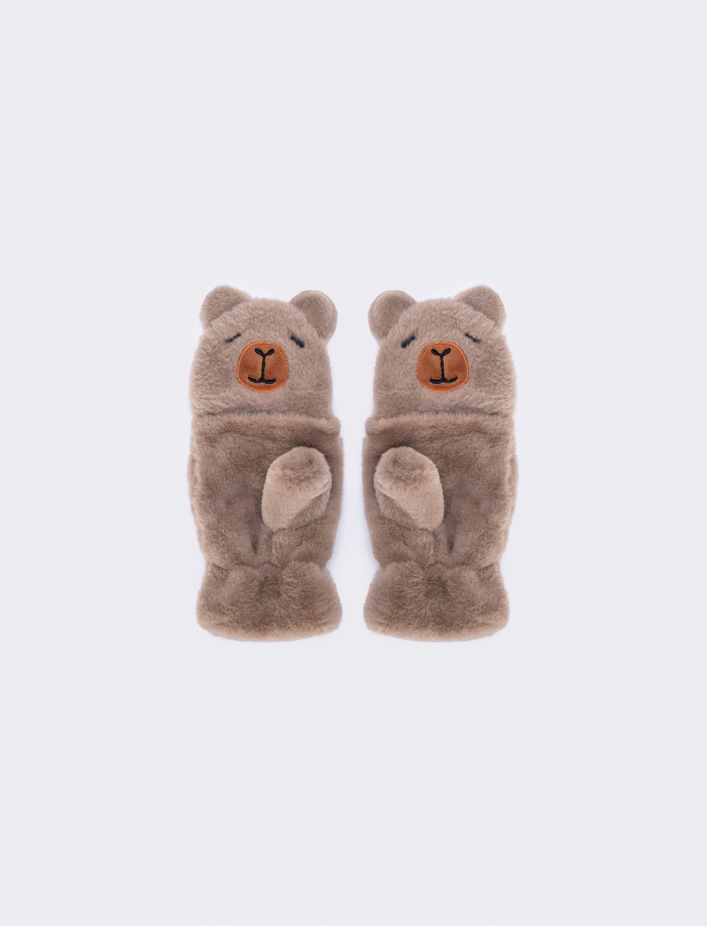 Guanti bambina animalier in finta pelliccia - Beige