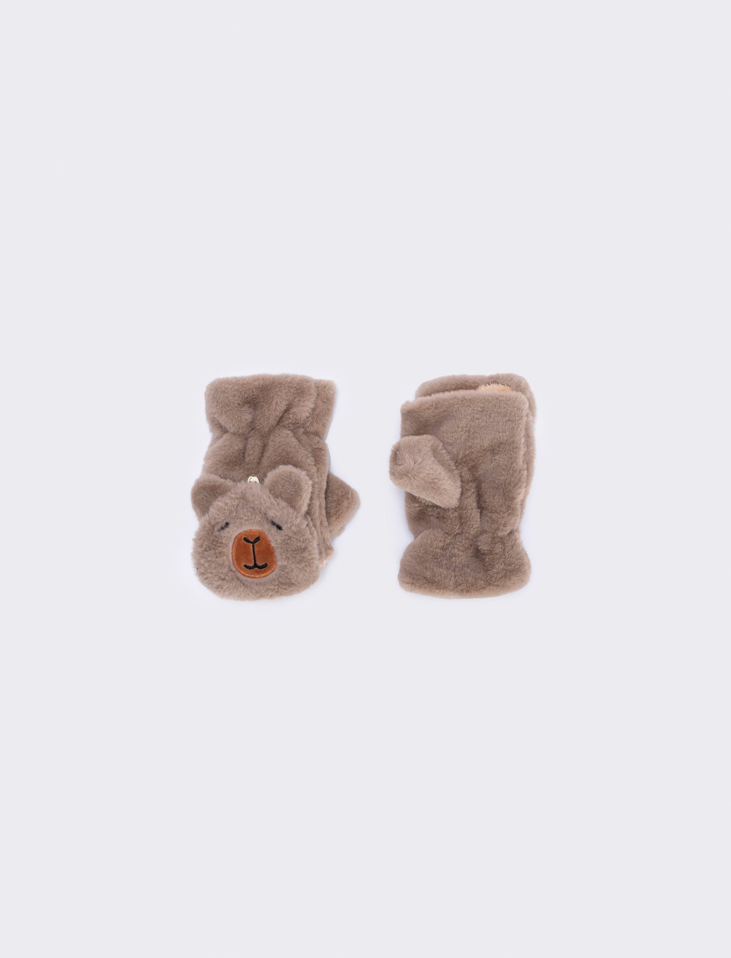 Guanti bambina animalier in finta pelliccia - Beige