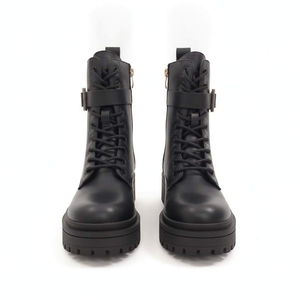 Ankle boot with black jewel buckle - Black