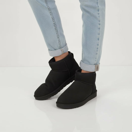 Suede Fabric Snow Boot - Black