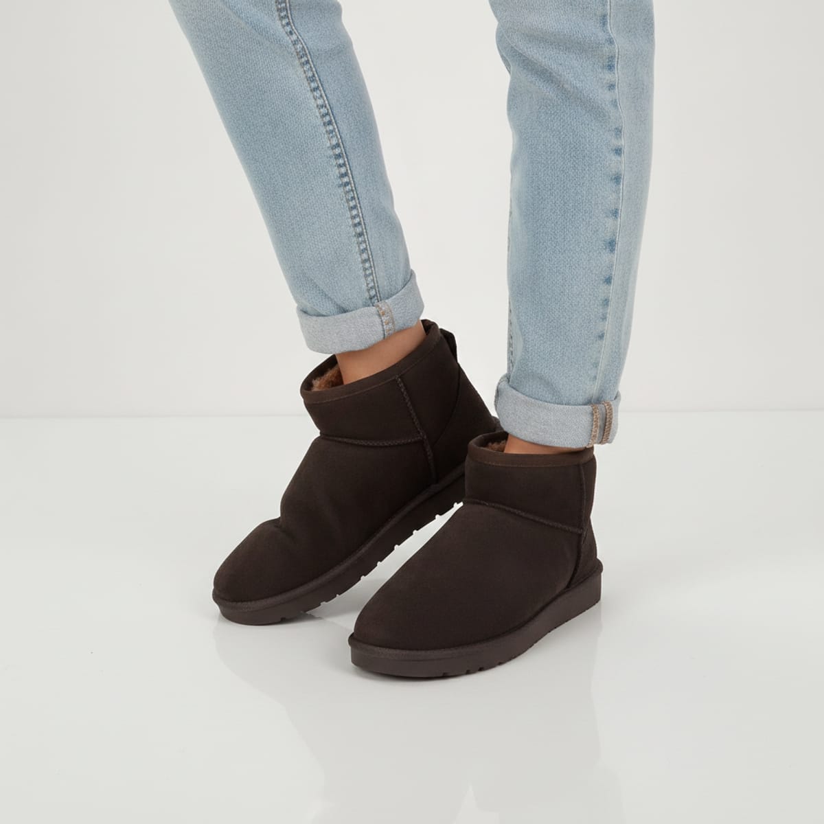 Suede Fabric Snow Boot - Brown