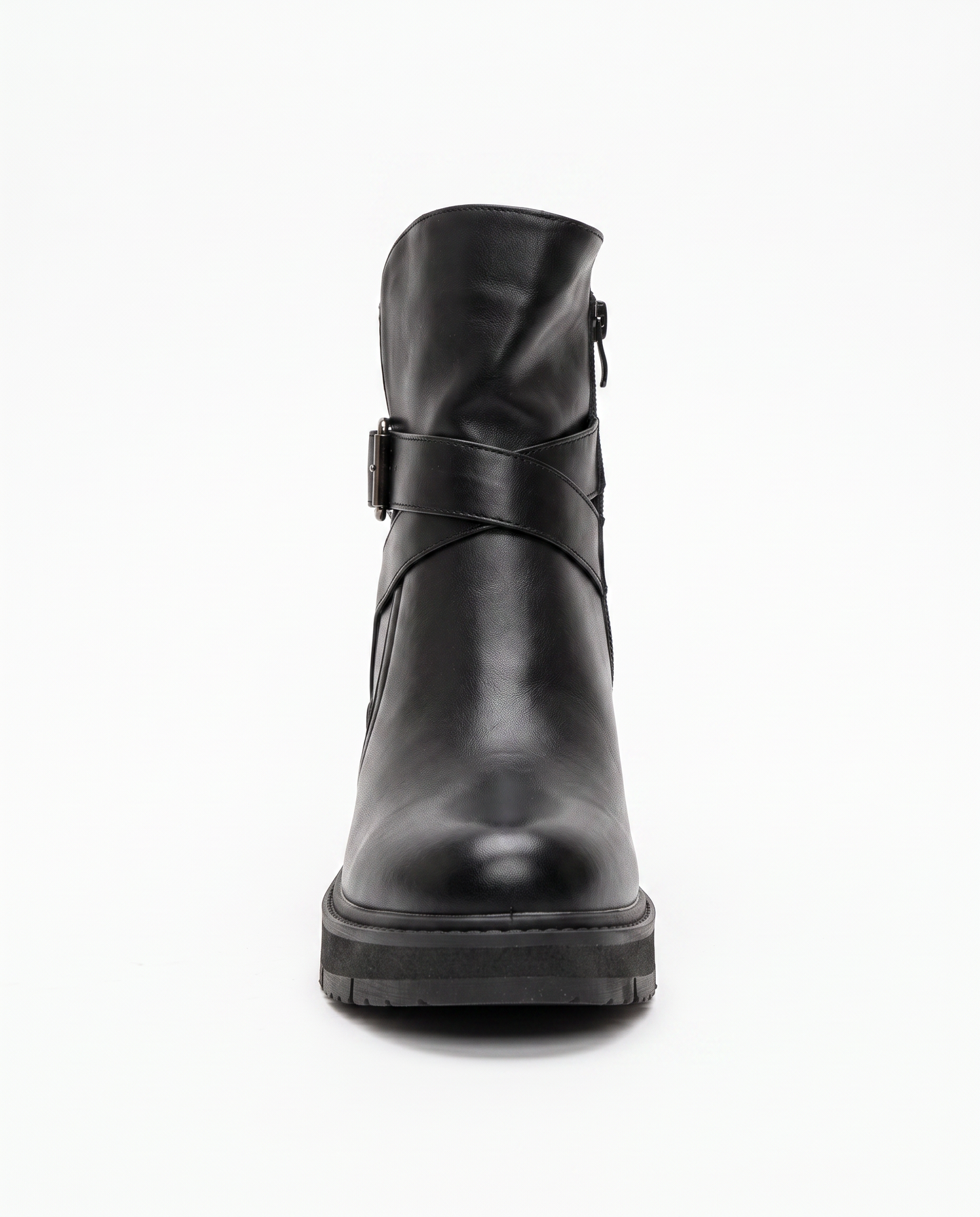 Black ankle boot with buckle and heel - Black