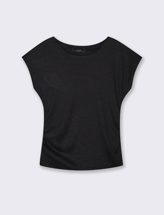 Tshirt con arricci laterali - Nero