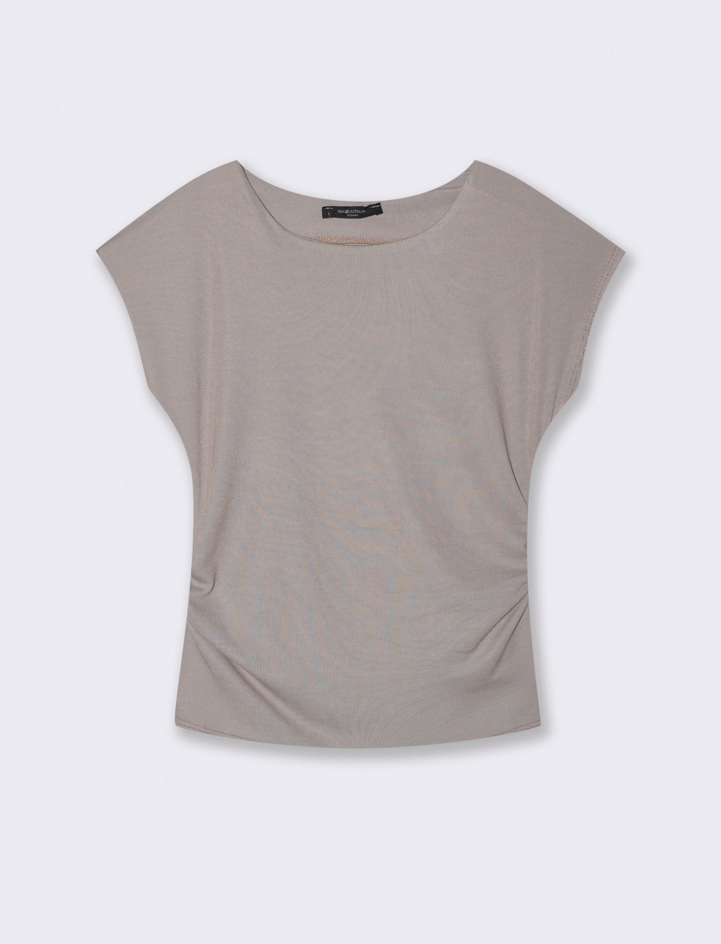 Tshirt con arricci sul fianco - Grigio fango