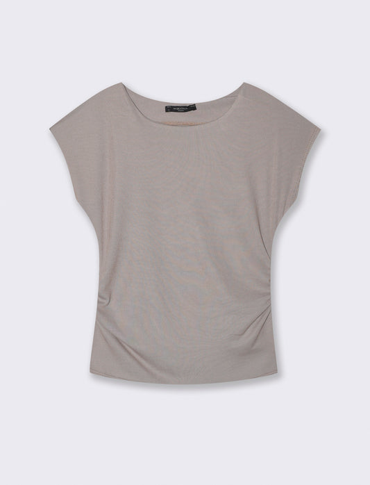 Tshirt con arricci laterali - Grigio fango