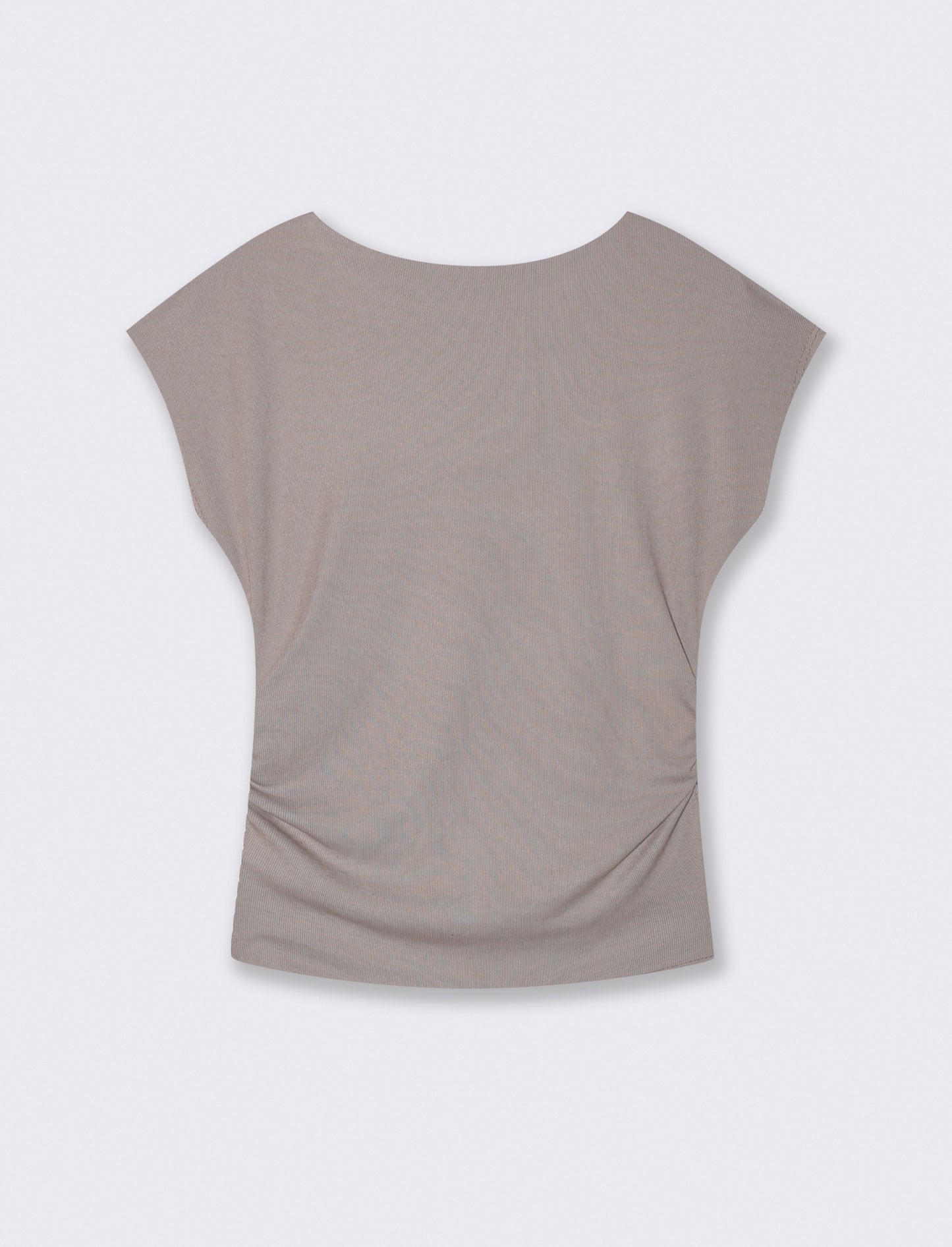 Tshirt con arricci sul fianco - Grigio fango