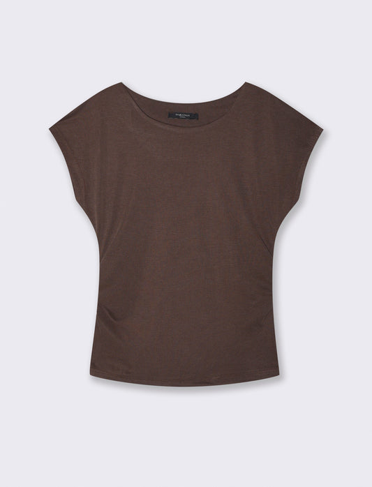Tshirt con arricci laterali - Moro