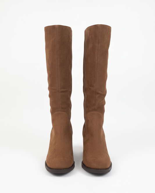 Brown microfibre suede effect boot - Brown