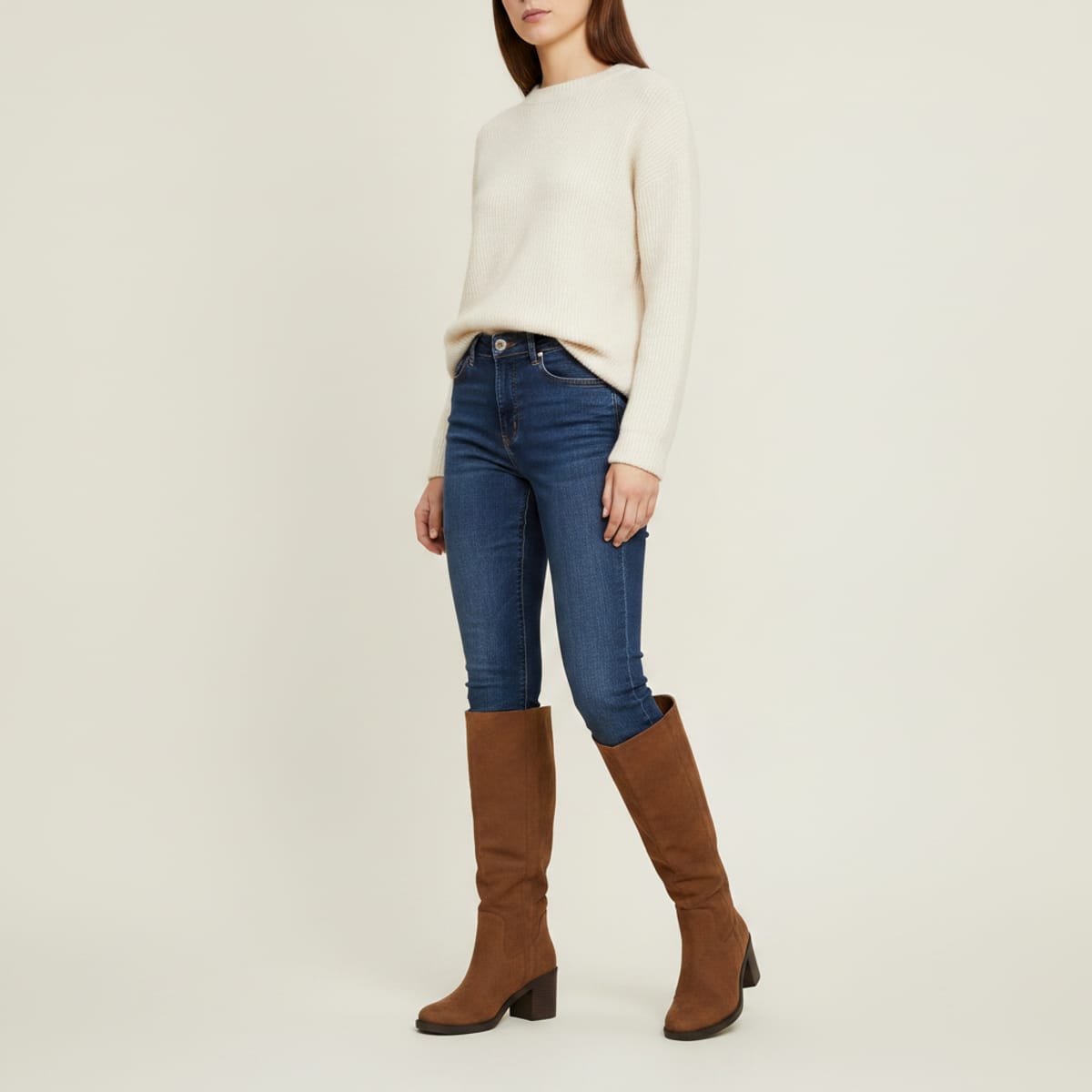 Brown microfibre suede effect boot - Brown