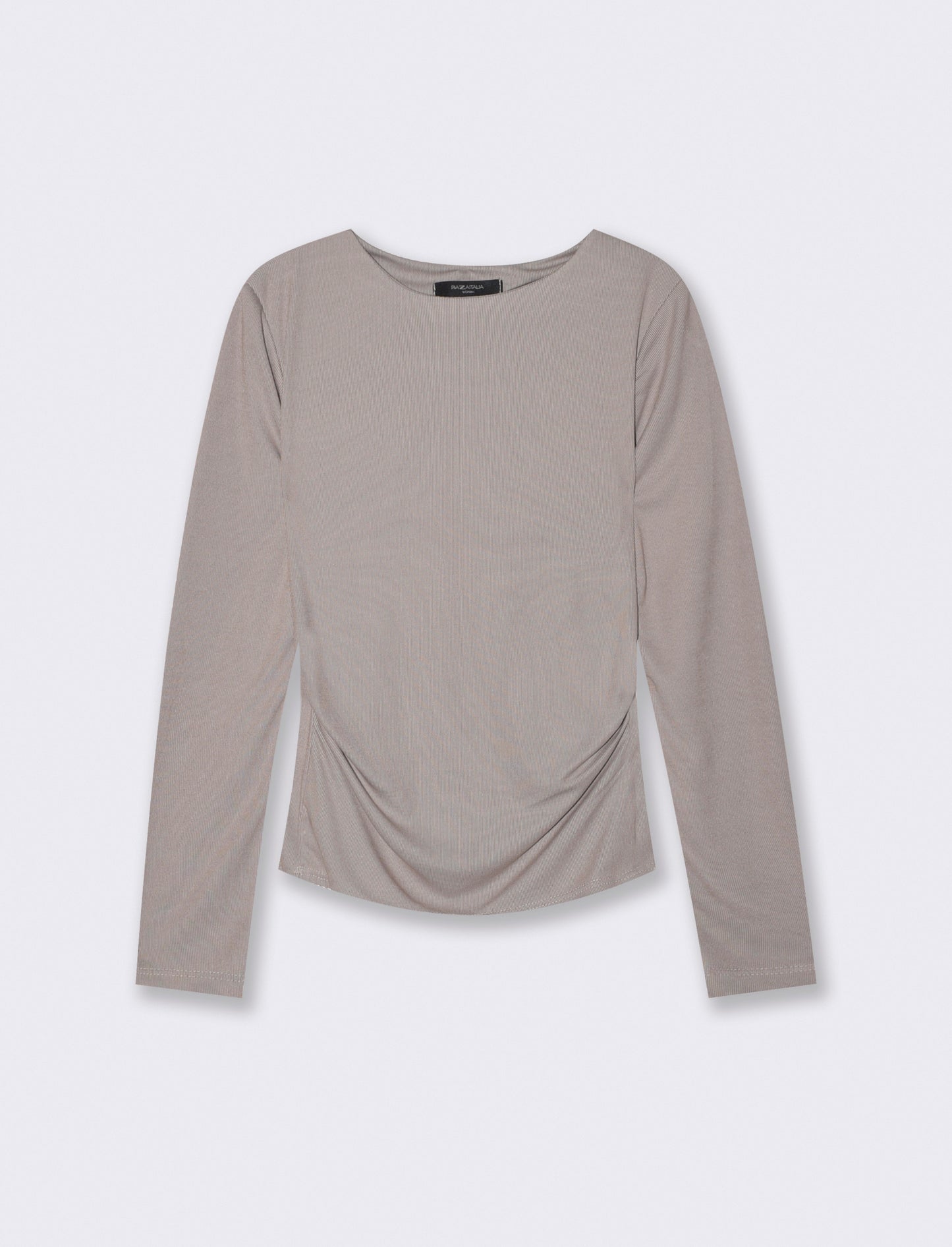 Tshirt manica lunga con scollo a barca - Grigio fango