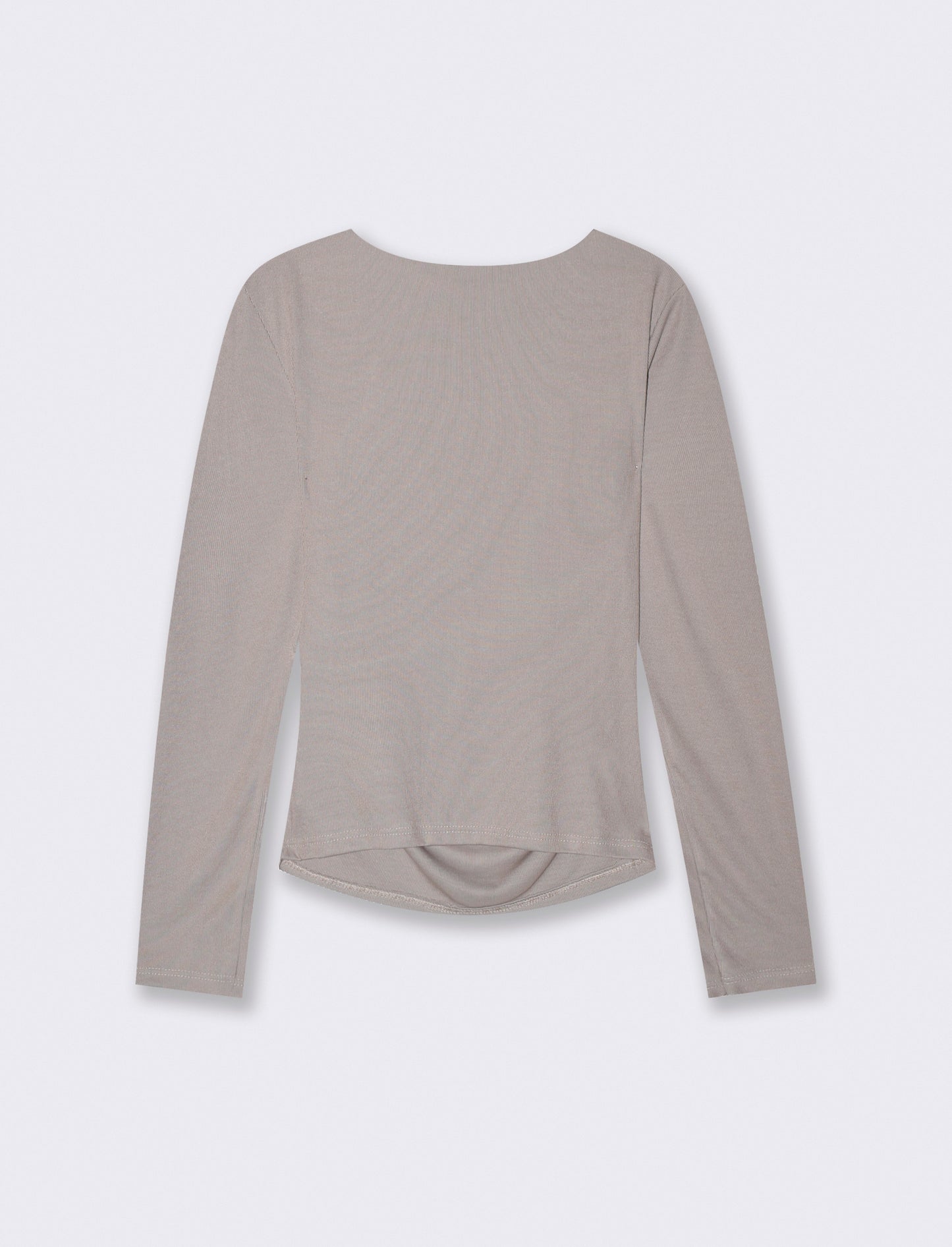 Tshirt manica lunga con scollo a barca - Grigio fango
