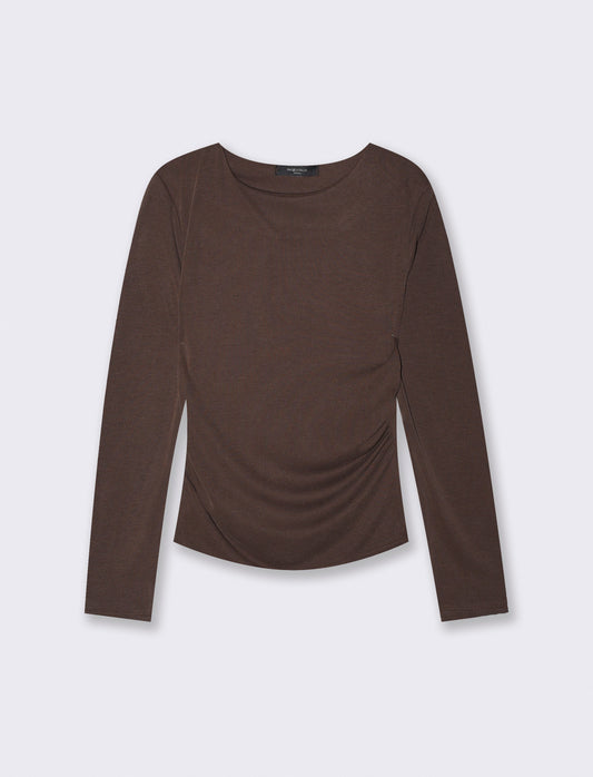 Tshirt manica lunga con scollo a barca - Moro
