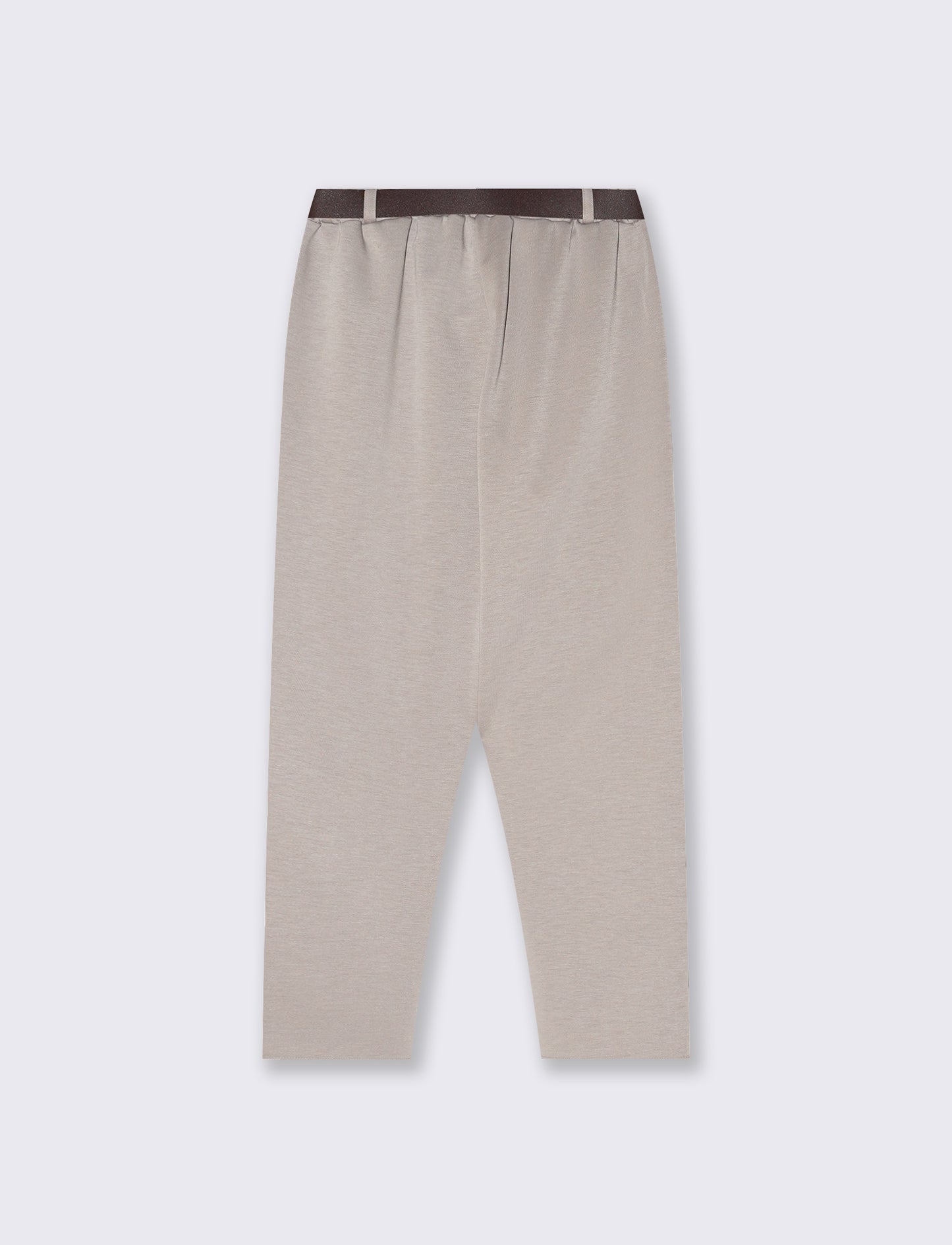 Pantalone in tessuto a maglia con cintura - Grigio fango