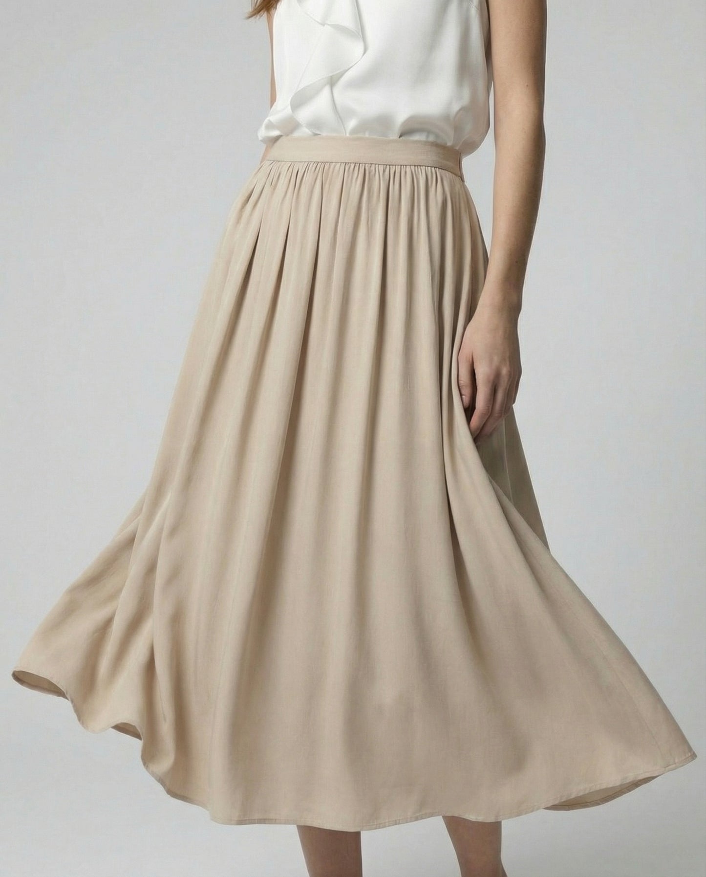 Gonna lunga con zip - Beige