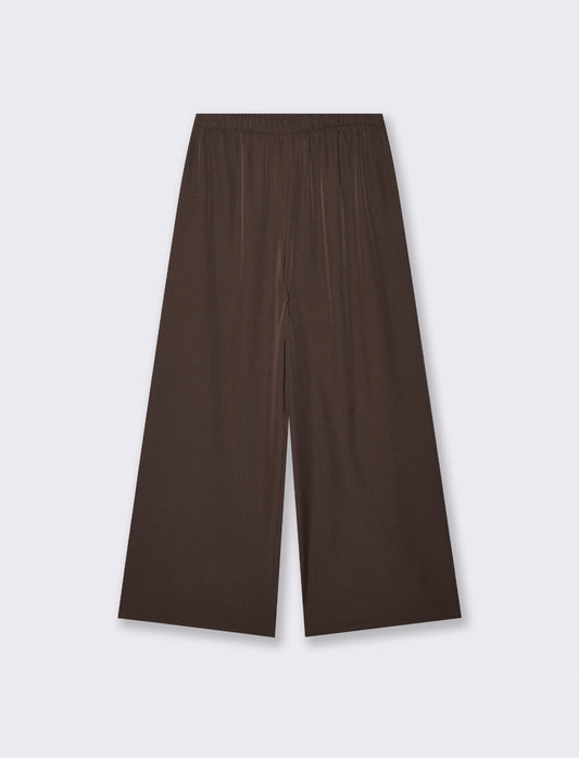 Pantalone largo con elastico in vita - Moro