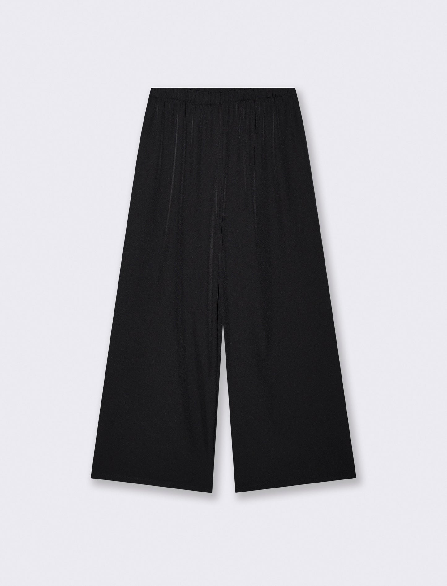 Pantalone largo con elastico in vita - Nero