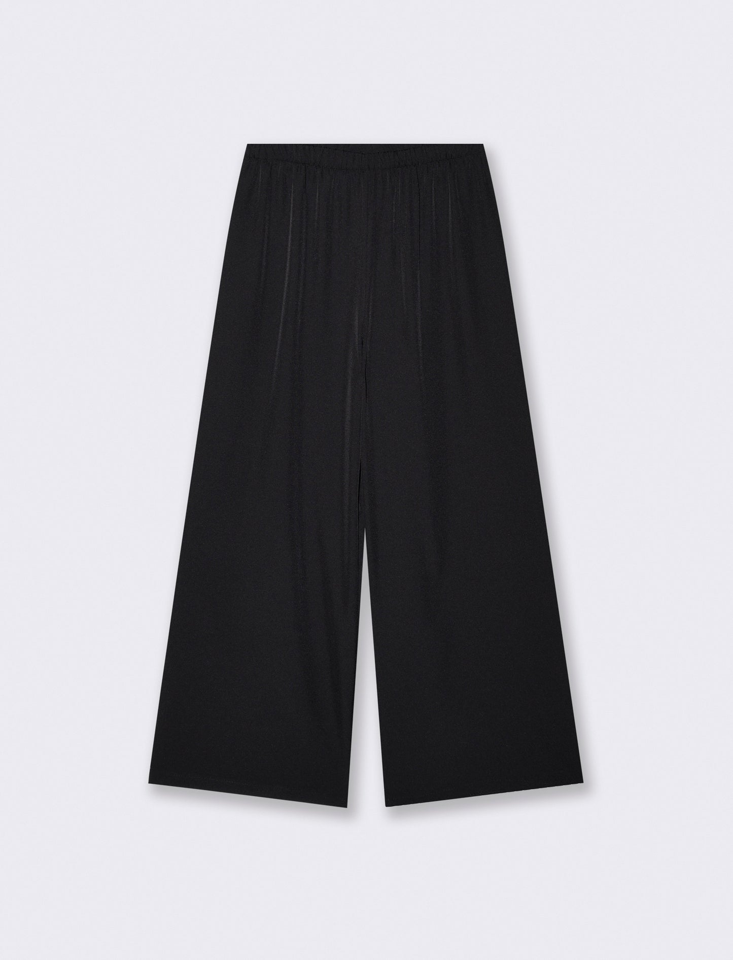 Pantalone largo con elastico in vita - Nero