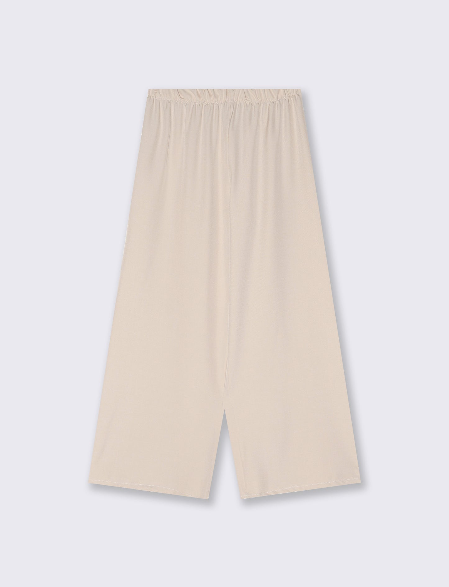 Pantalone largo con elastico in vita - Beige
