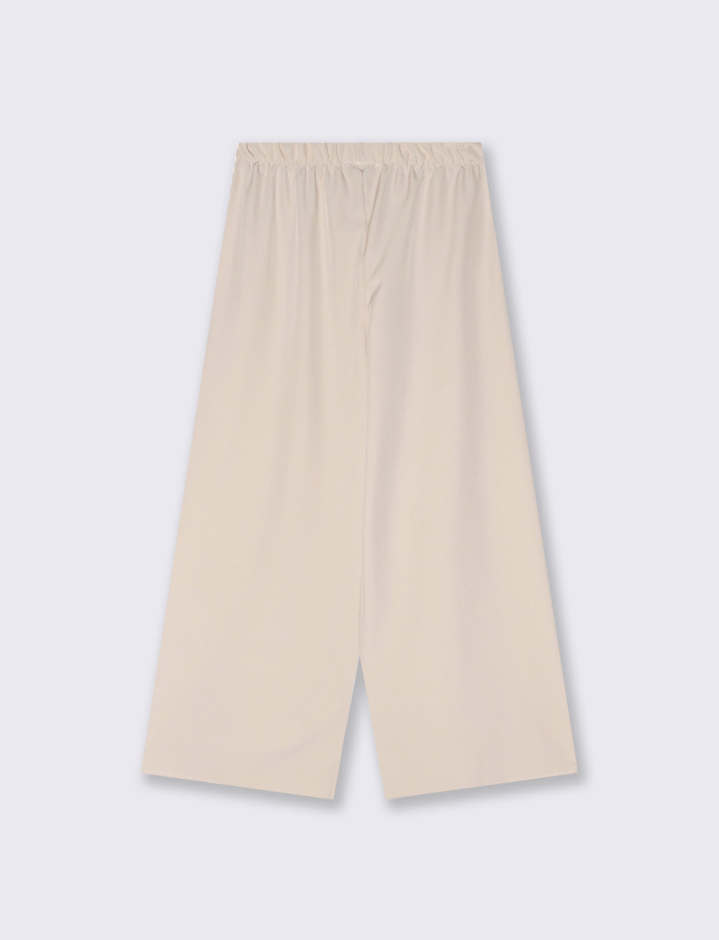 Pantalone largo con elastico in vita - Beige