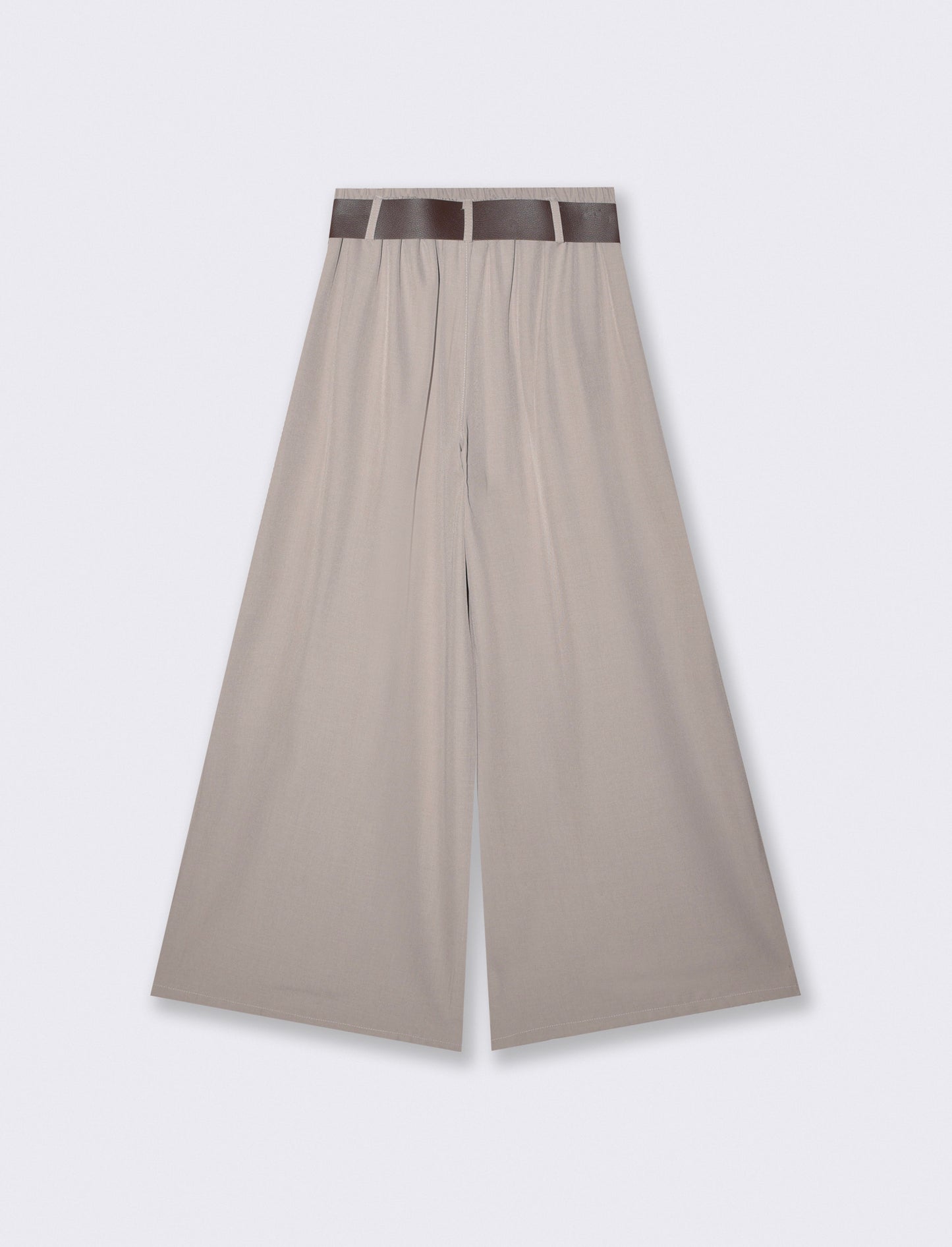 Pantalone con pieghe e cintura - Grigio fango