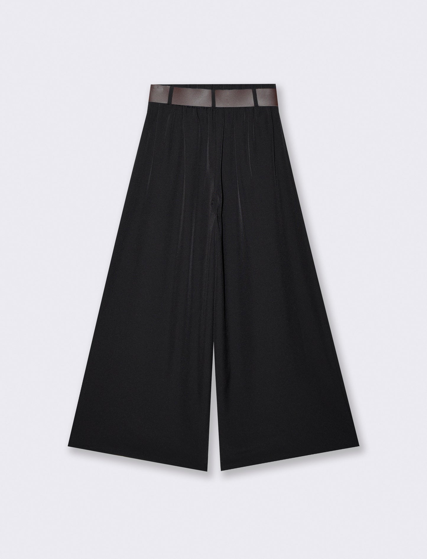 Pantalone con pieghe e cintura - Nero