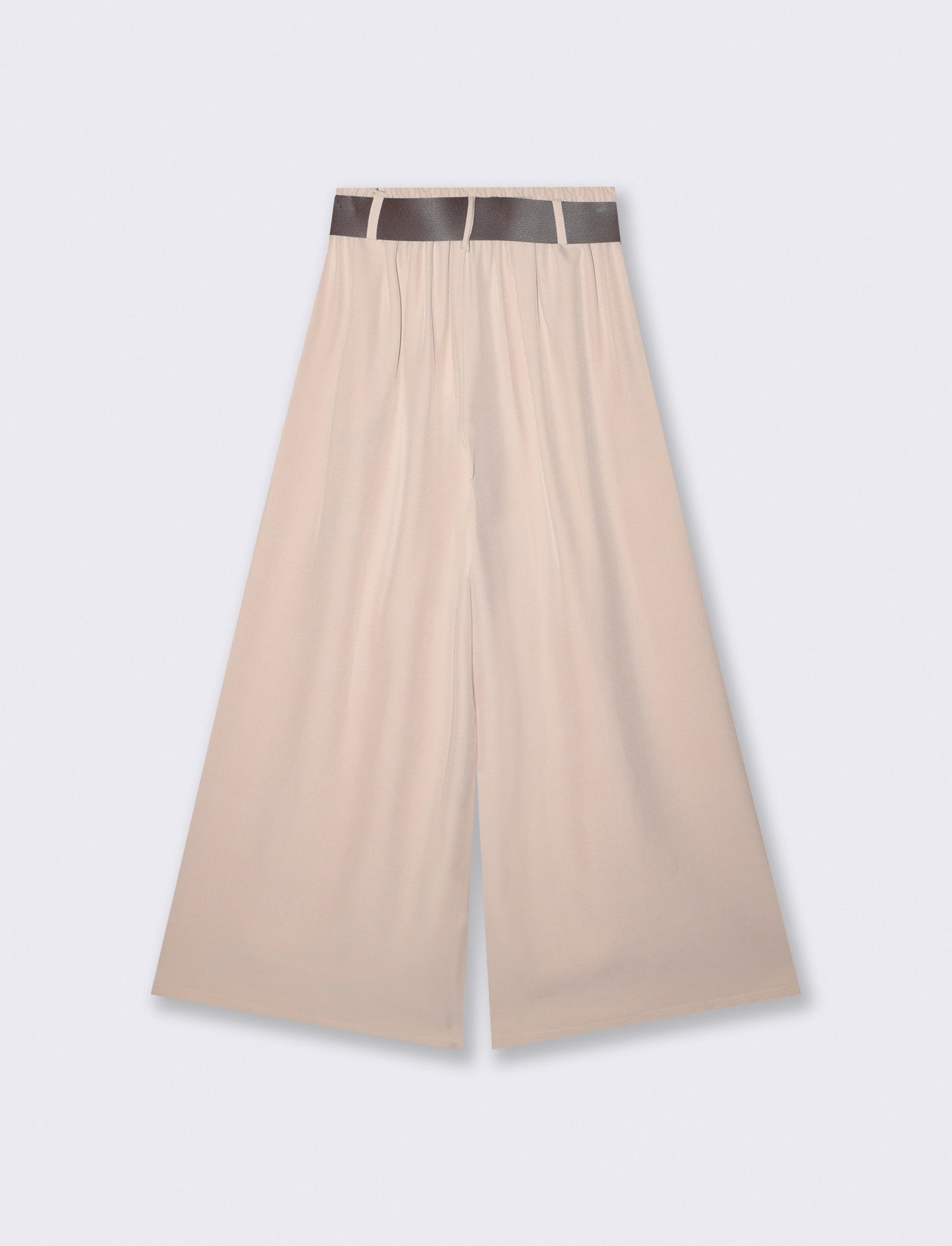 Pantalone con pieghe e cintura - Beige