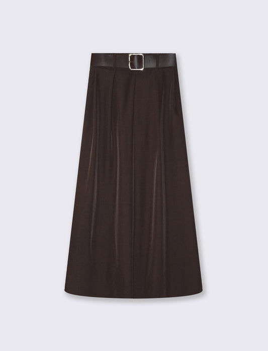 Gonna lunga con cintura elegante e versatile - Moro