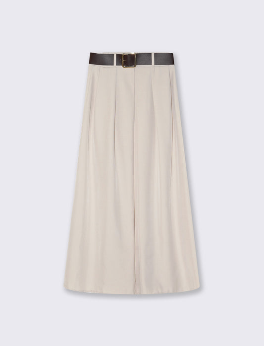 Long dress with elegant and versatile belt - Beige
