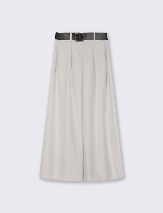 Gonna lunga con cintura elegante e versatile - Grigio fango