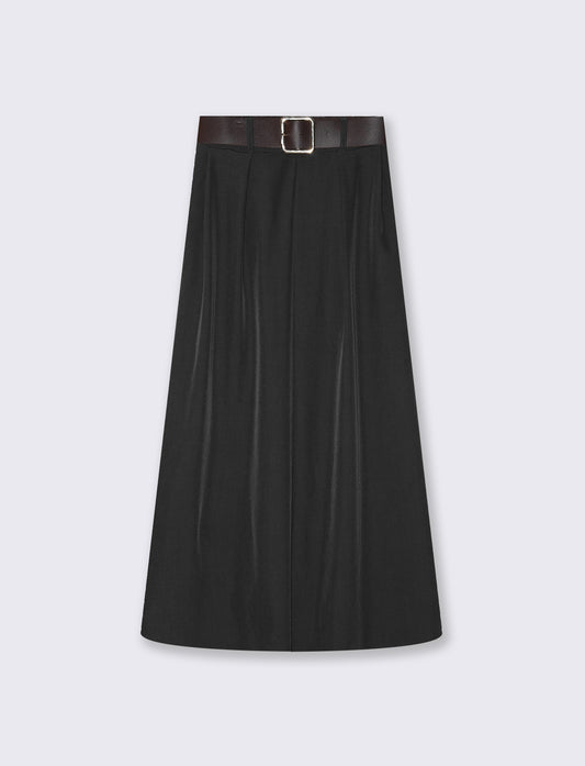Long dress with elegant and versatile belt - Black