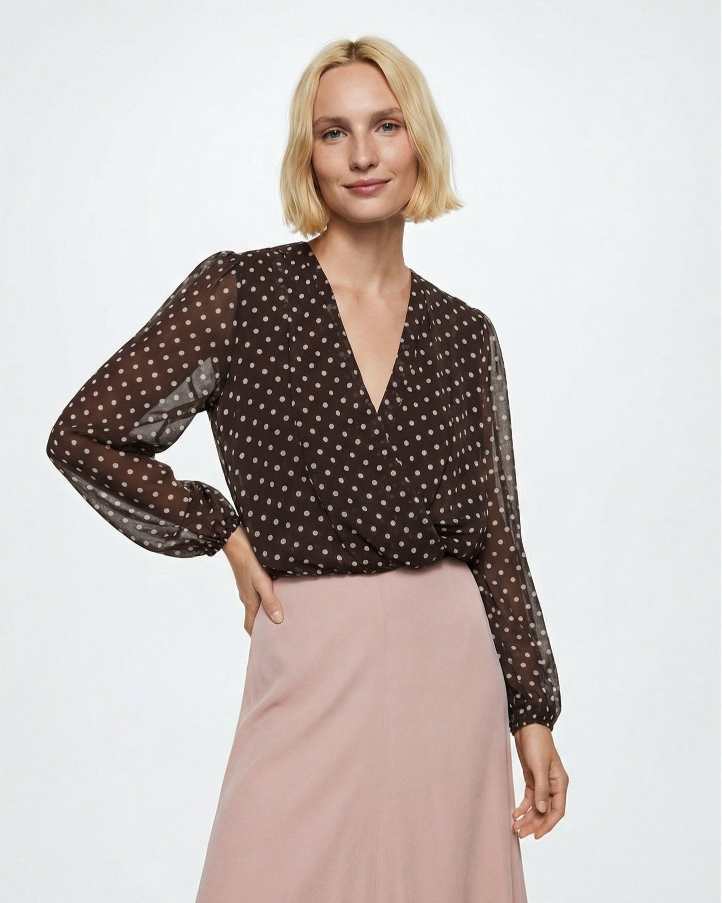 Light Crossed Blouse - Brown