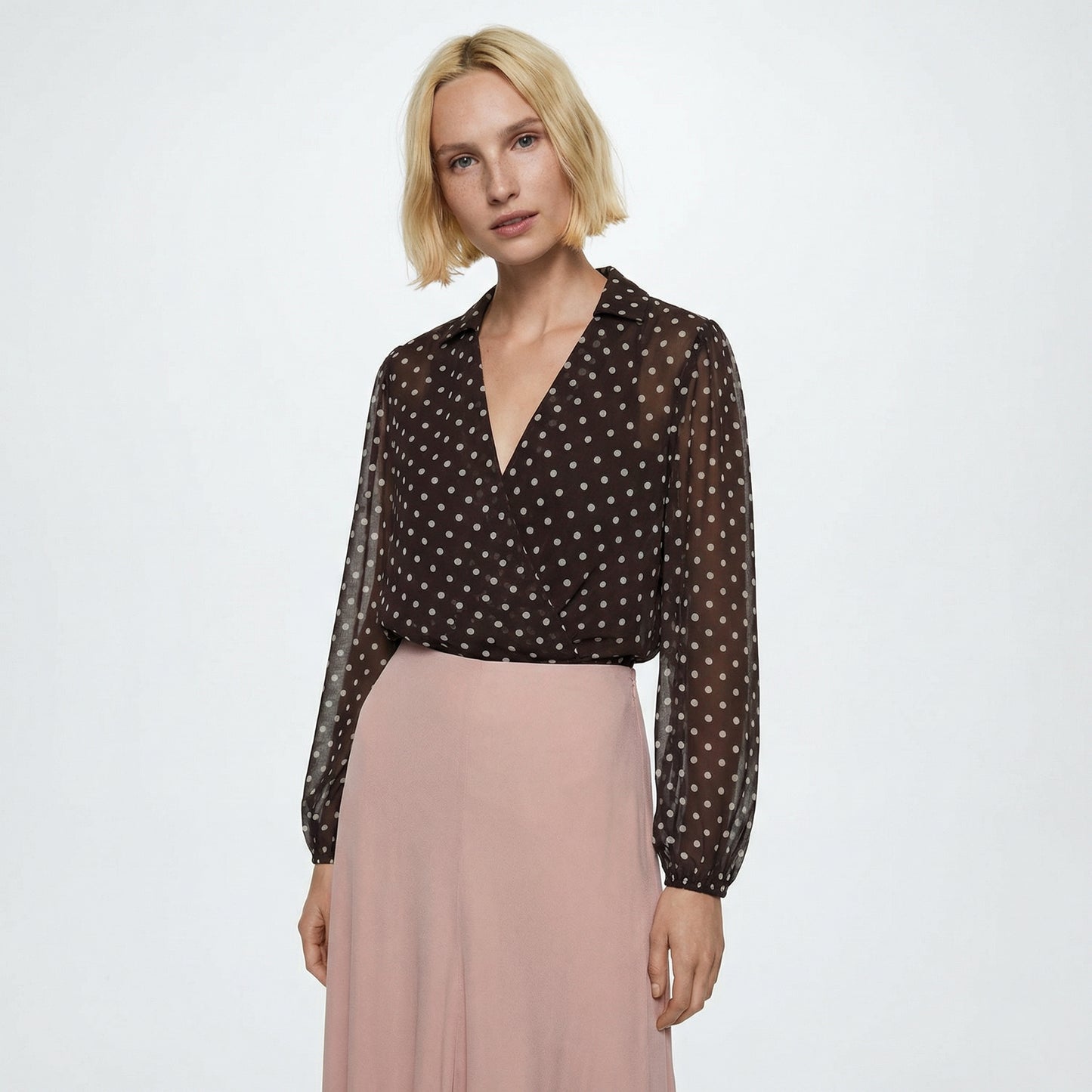 Light Crossed Blouse - Brown