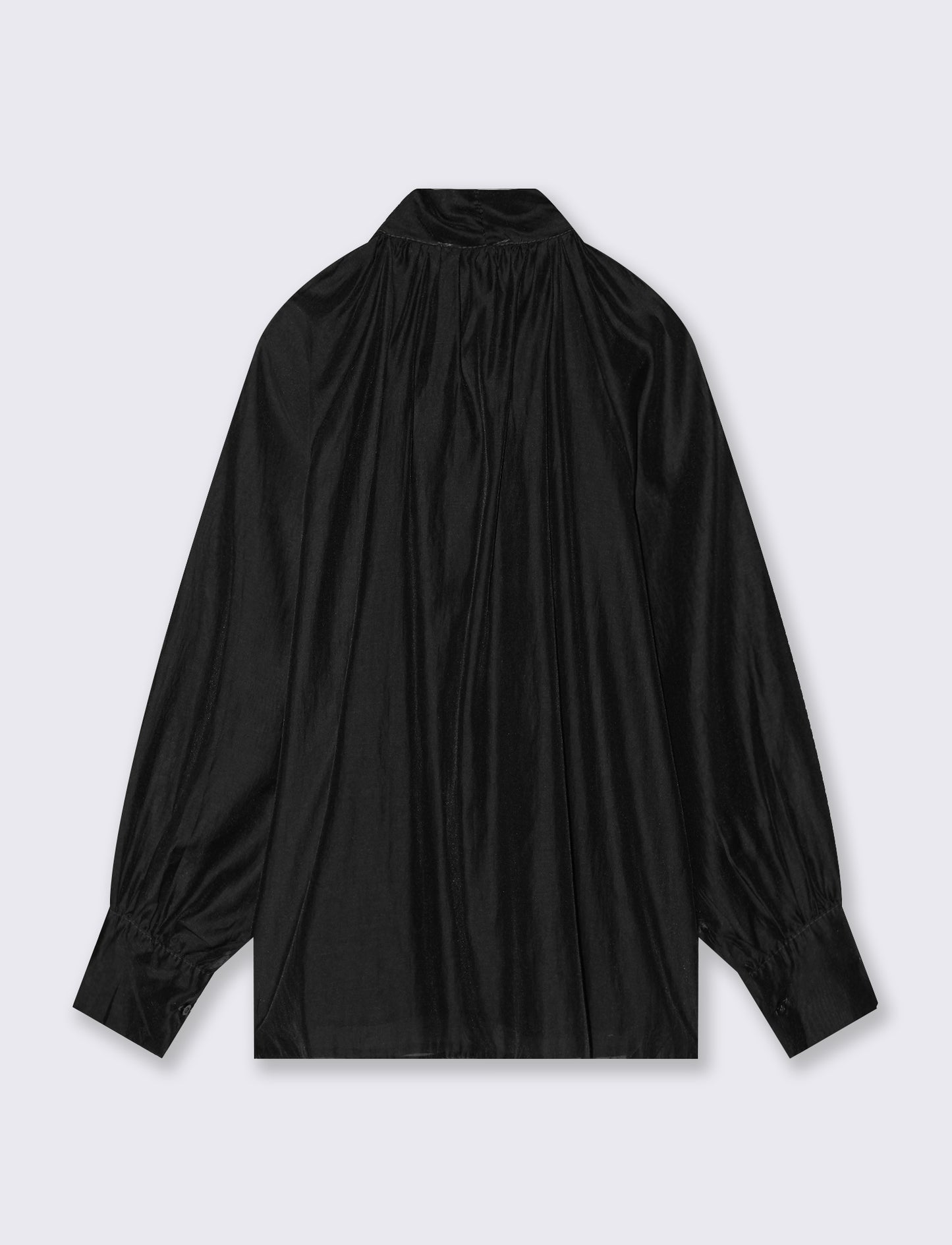 Casacca in tessuto leggero con fiocco sul collo - Nero