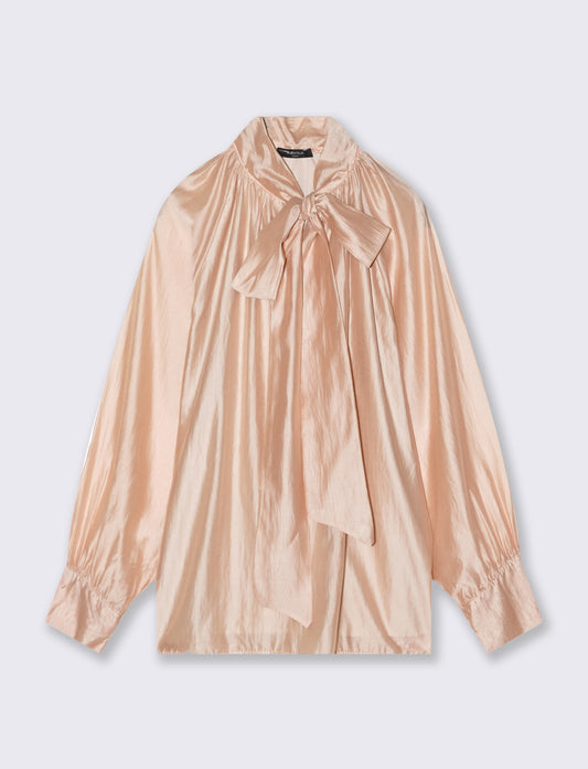 Casacca leggera con fiocco al collo - Beige champagne