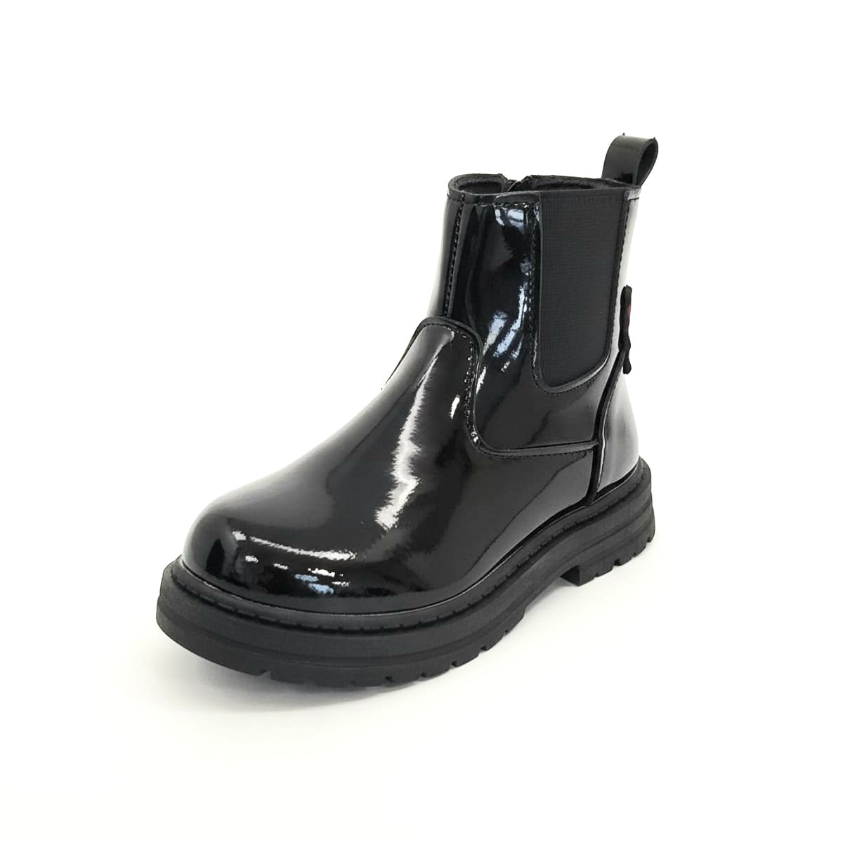 Stivaletto vernice nero con patch fico - Nero
