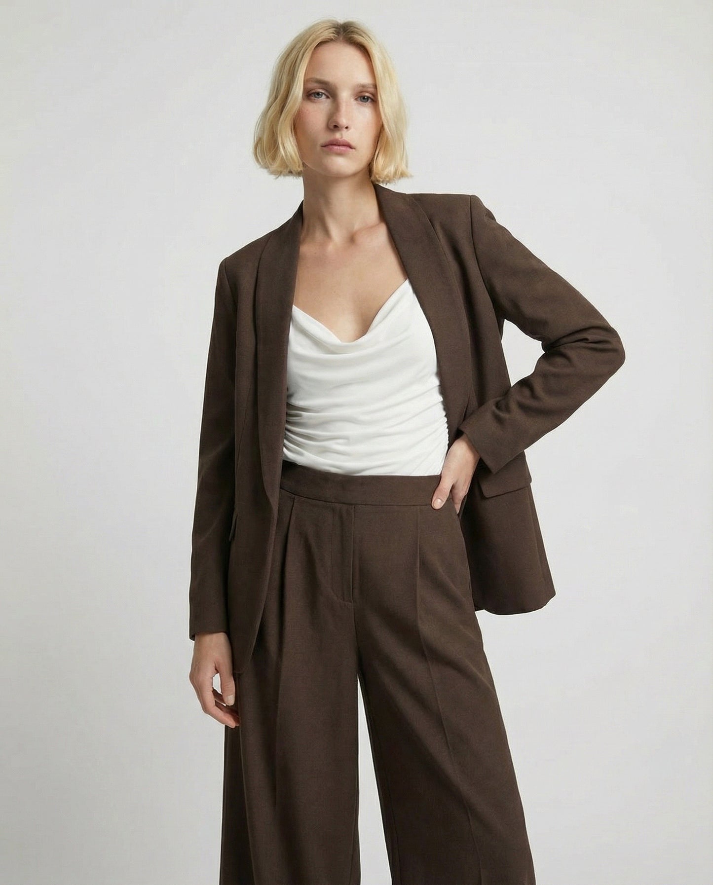 Giacca sfoderata senza bottoni - Moro