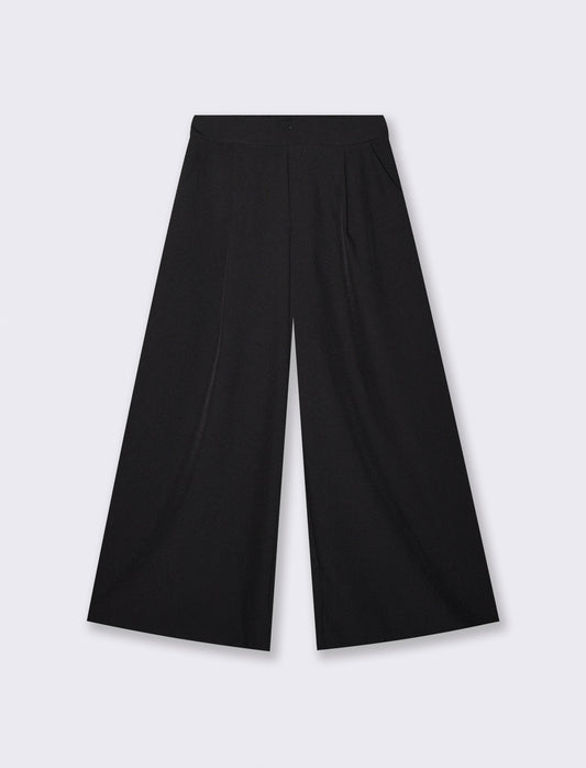 Pantalone over con pieghe ed elastico - Nero